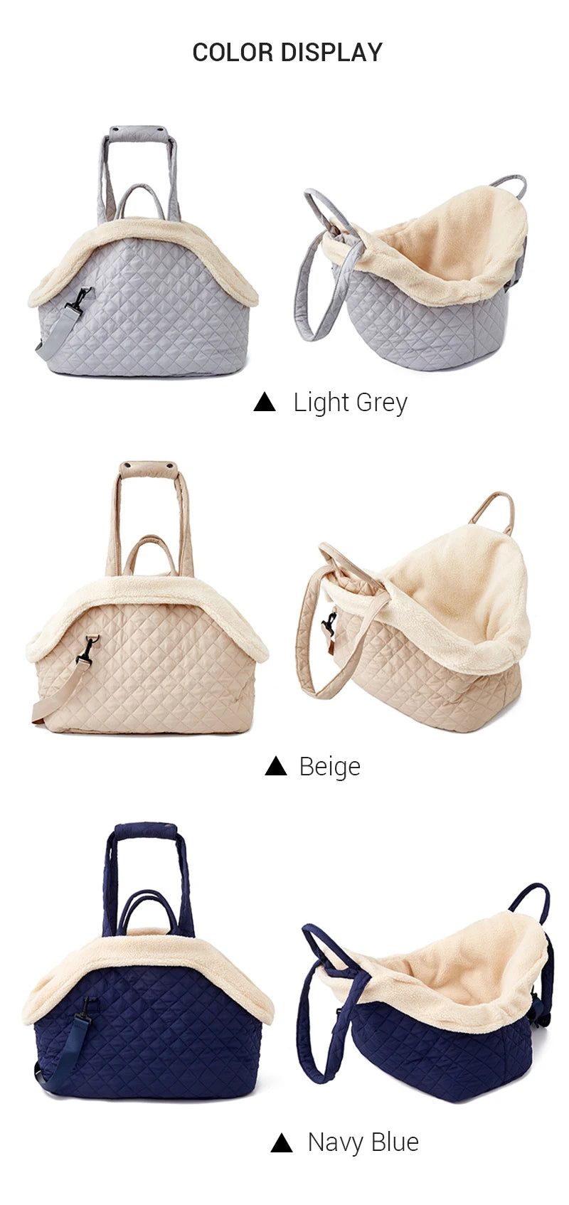 Quilted Pet Bag with Removable Lining